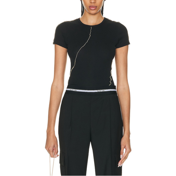 Helmut Lang Black Cotton Short Sleeve Top Size S - Picture 1 of 5